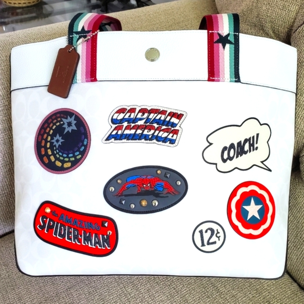 COACH X MARVEL Patches Tote Chalk White - Picture 12 of 12
